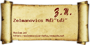 Zelmanovics Máté névjegykártya